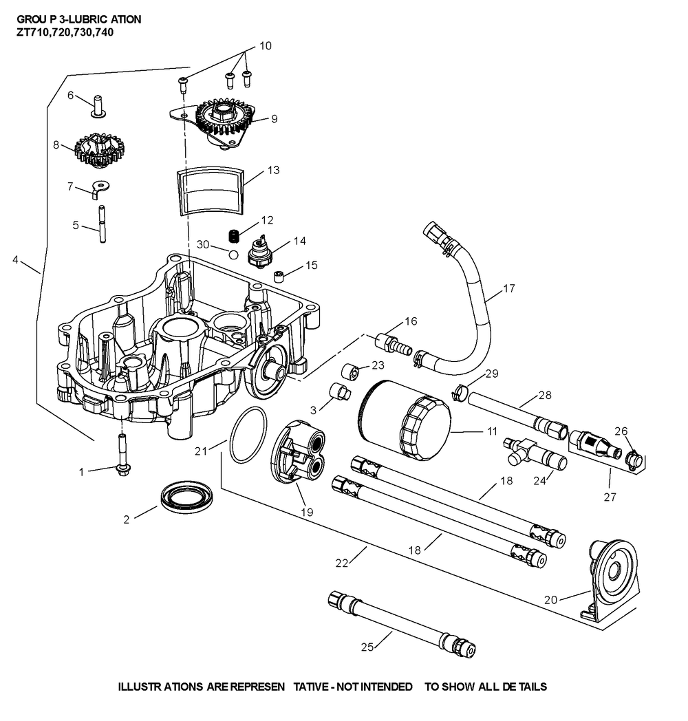 Zt730-3045 Lubrication Diagram and Parts List for ZT730-3045  Cub Cadet Lawn Tractor